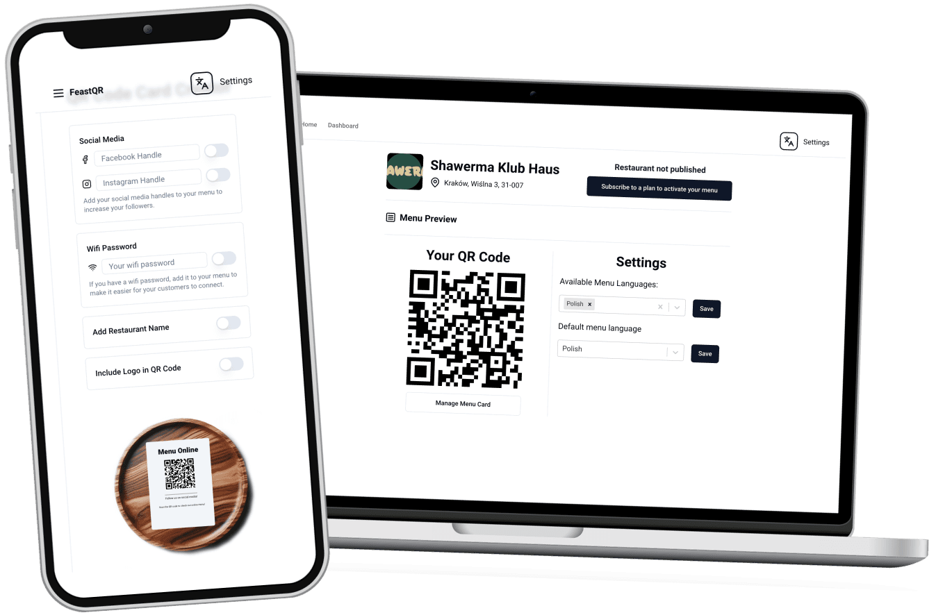 AirTapQR board builder showing items and categories